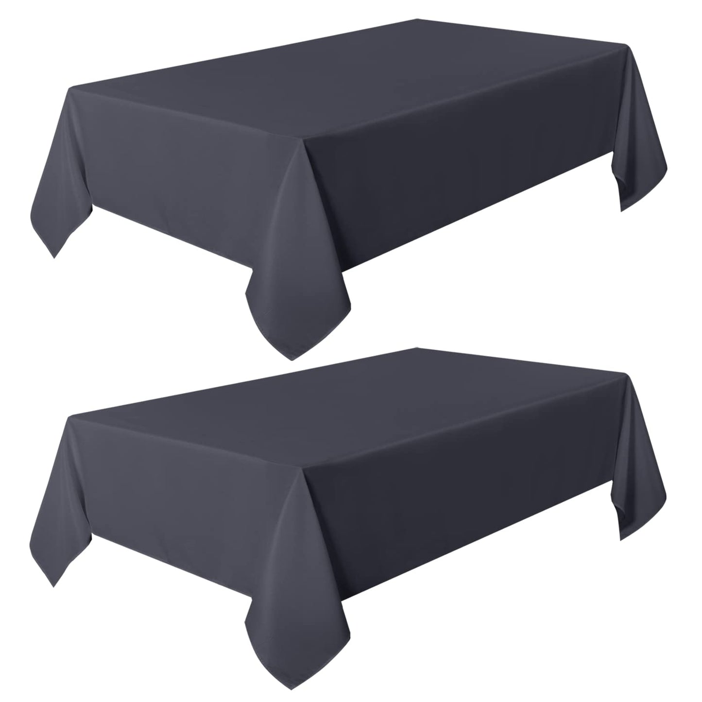 sancua 2 Pack Dark Grey Tablecloth 54 x 78 Inch, Rectangle 4 Feet Table Cloth - Stain and Wrinkle Resistant Washable Polyester Table Cover for Dining Tables, Buffet Parties and Camping