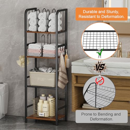 4-Tier Free Standing Towel Rack with Detachable M-Shaped Dividers - Bathroom & Pool Storage Organizer