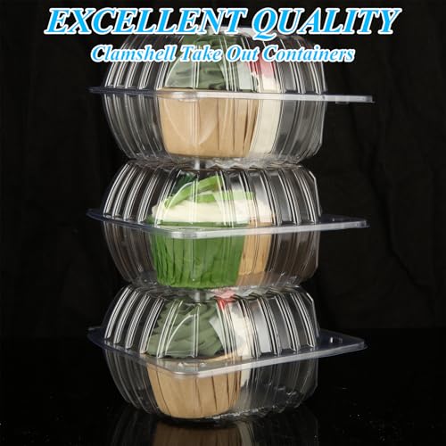 200 Pack Clear Hinged Take Out Food Containers 6x6x3.15 Inch with Tags