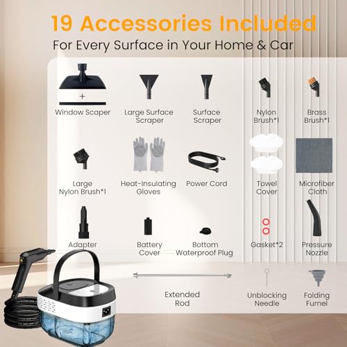 Granarbol Handheld Steam Cleaner 1.6L - Home & Car Deep Cleaning, Rapid Heat