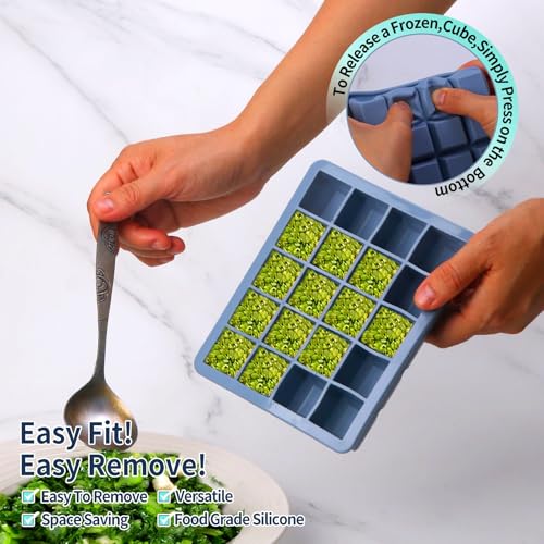 Multicolor 3 Pack Silicone Freezer Molds for Food Storage - Garlic, Herbs, Liquids