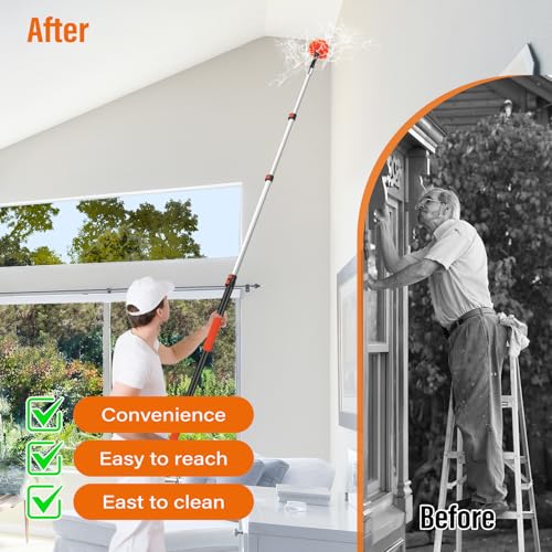 26 FT Cobweb Duster with Extendable Pole - Spider Web & Dust Brush, Reach 20 FT
