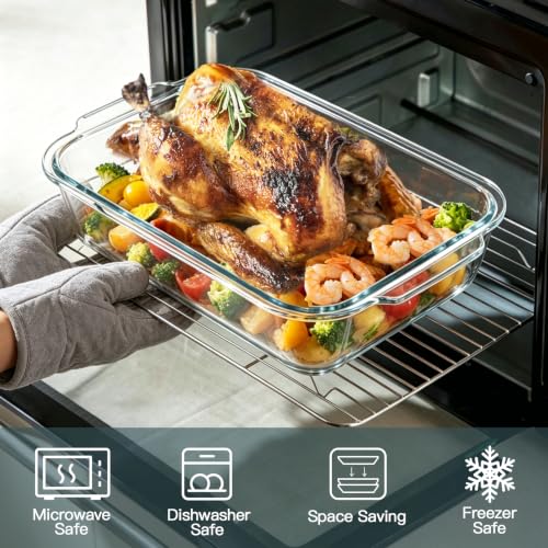 Deep Glass Baking Dish Set with Lids - Extra Deep 6-Piece Oven & Microwave Safe