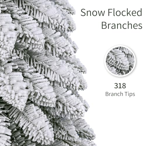 Puleo International 7ft Pre-Lit Flocked Alpine Pencil Christmas Tree
