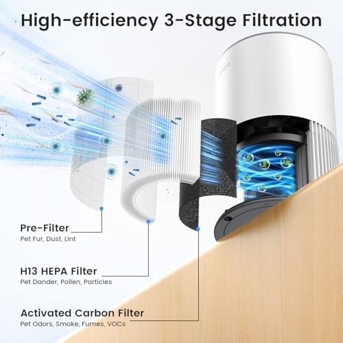 LUNINO 2 Pack Large Room Air Purifiers Up to 1200ft² with HEPA Filter, Aromatherapy & Air Quality Sensor