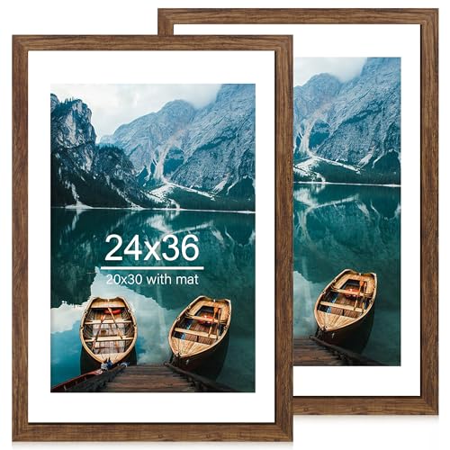 Hongkee Rustic Brown 24x36 Poster Frame Set of 2 for 20x30 & 24x36 Photos, Wall Art Display