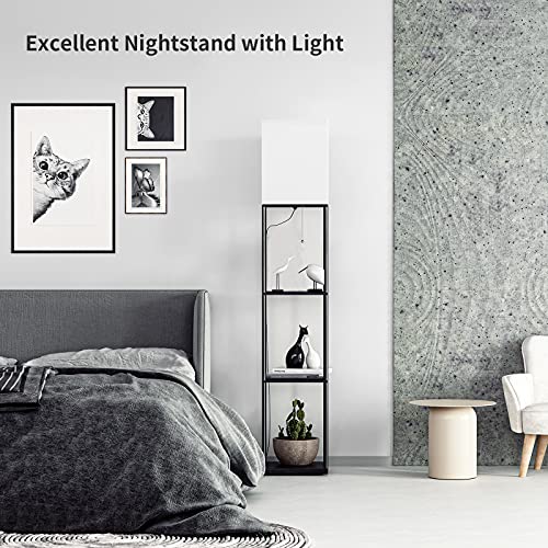 SUNMORY Black 4-Tier Shelf Floor Lamp with Adjustable Color Temperature