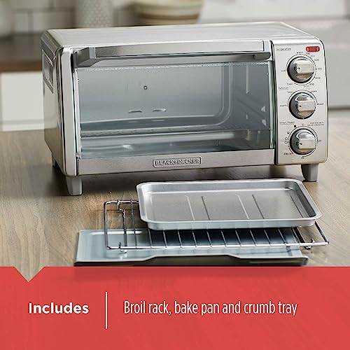 BLACK+DECKER 4-Slice Toaster Oven with Convection, Stainless Steel, TO1760SS - Kitchen Countertop Appliance