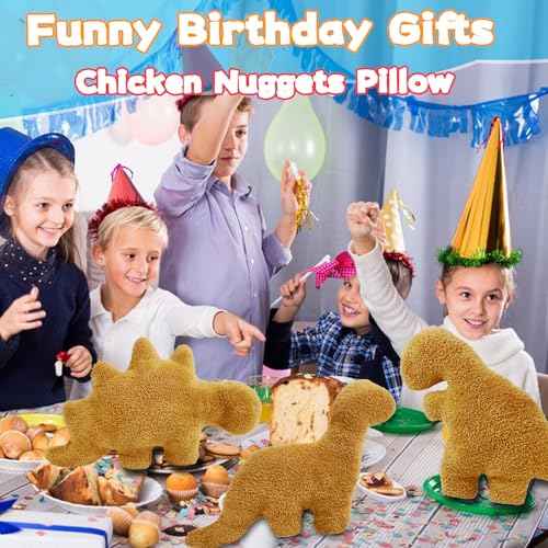 Dino Nugget Pillow, 16 inch Soft Dinosaur Chicken Nuggets Pillow for Birthday Gifts, Dinosaur Theme Party Decorations (Brontosaurus, Small)