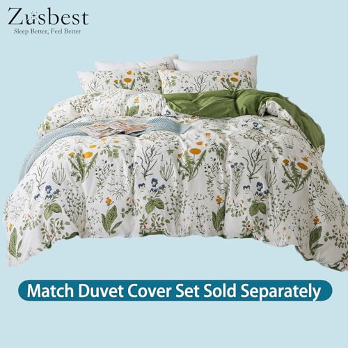 Zusbest Green King Size Floral Cotton Bed Sheet Set with Deep Pockets - 4 Pieces