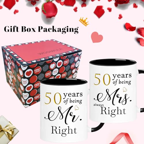 50 Year Anniversary Coffee Mugs Set of 2 for Couple Her & Him - WOSIWULA