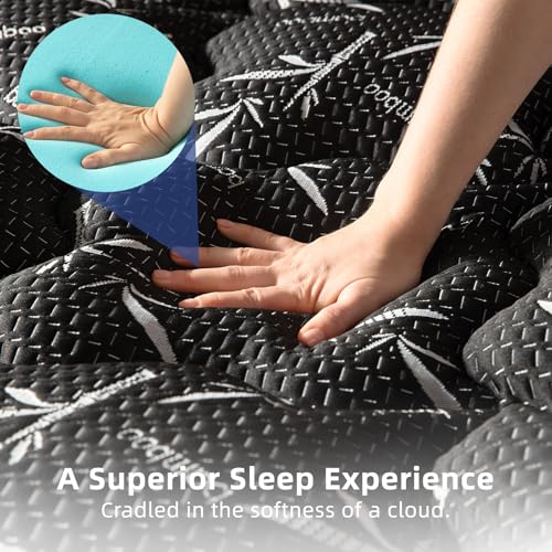 Full Size Waterproof Mattress Topper with Gel Memory Foam & Plush Pillow Top - Black