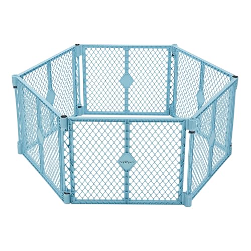 Toddleroo Baby Play Yard 6-Panel, 18.5 Sq Ft, 26 Inch Aqua Portable Safety Fence