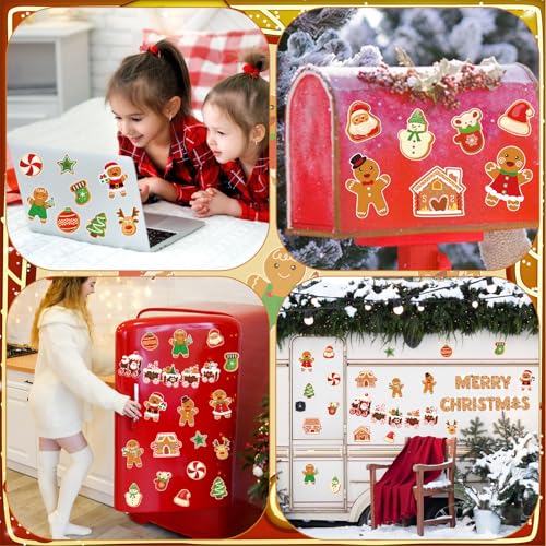 25Pcs Christmas Refrigerator Magnets, Santa Christmas Tree Gingerbread Magnets Xmas Decorative Fridge Door Magnetic Stickers for Winter Xmas Holiday Locker Cabinets Fridge Home Decor