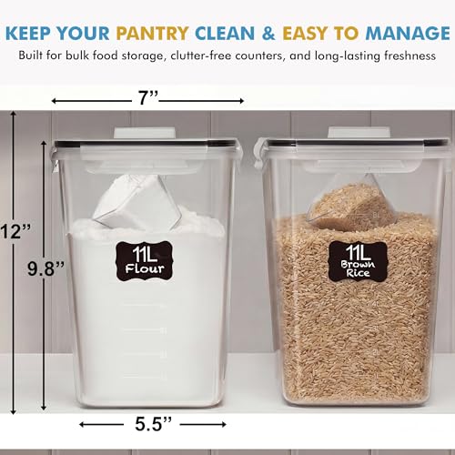 Shazo Black 2-Pack 11L Airtight Food Storage Containers with Spout & Handles