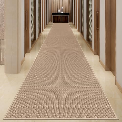 20ft Khaki Jute Hallway Runner Rug Non-Skid Washable Rubber Backed Indoor Entryway Carpet