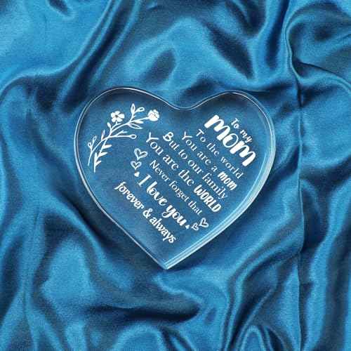 Gifts for Mom, I Love You Mom Birthday Gifts - Mother Acrylic Keepsake 3.9x3.9 Inch, Unique Mother's Day Christmas Birthday Gift for Mom from Daughter Son