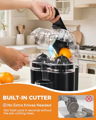 Electric Citrus Juicer with Dual-Head & Built-In Cutter - Fast 200W Juice Extractor
