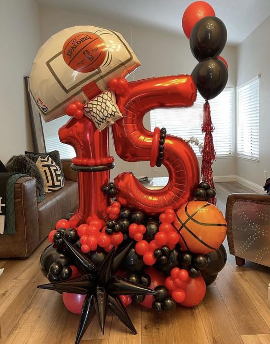 Red 5 Balloon, Number Balloon 40 Inch for Red Party Supplies, 5th Birthday Balloon Decorations, 5 Number Balloons, Number 5 Balloon