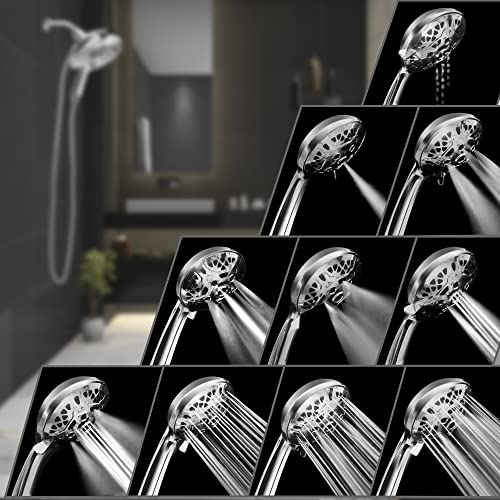 2-in-1 Shower Head with Handheld Combo - Silver Round, 2.5 GPM High Pressure