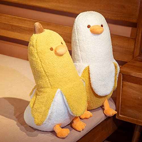 Banana Duck Plush Toy, Banana Duck Stuffed Animals Doll Cute Plushie Hugging Plush Pillow Gift for Girls and Boys (White, 19.68 inch)