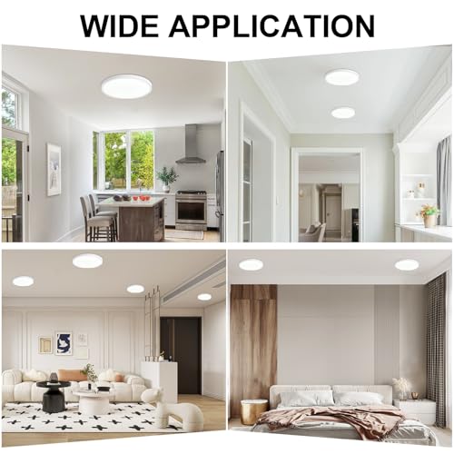 12-Inch White Dimmable LED Flush Mount Ceiling Light - Ultra Slim 24W Kitchen & Bedroom Lighting (Variation: White 01)