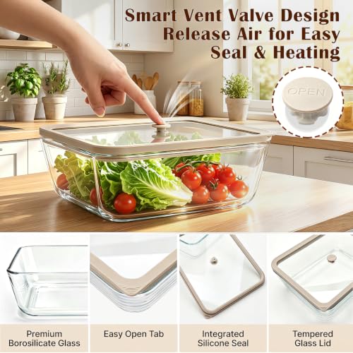 Large Glass Food Storage Containers Set - 11 Cups 89 oz Leakproof BPA-Free
