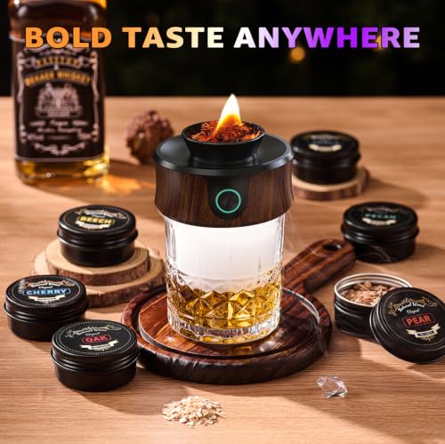 Walnut Old Fashioned Whiskey Smoker Kit with Wooden Gift Box - Premium Bar Accessory