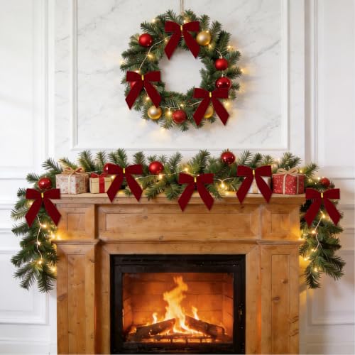 SBZYHYCJ Burgundy Velvet Christmas Bows 3.5x3.5 Inch, 30 Pack Holiday Decor
