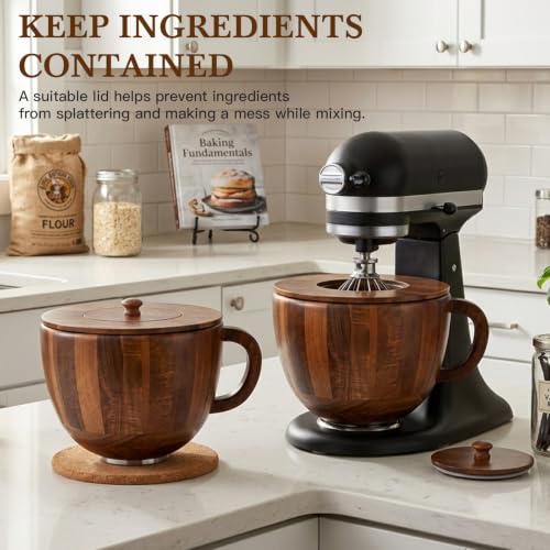 Wood Mixing Bowl for 4.5-5 QT KitchenAid Stand Mixer - Acacia Wood