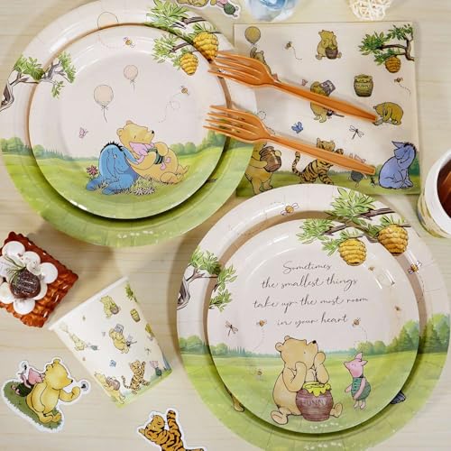 Lopeastar Winnie Bear Baby Shower Plates Set for 50 Guests - Neutral Design