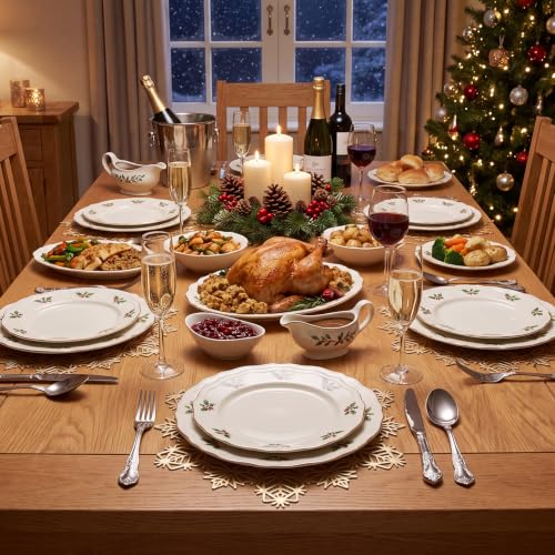 ADRIMER Snowflake Placemats Set of 12 - Gold Vinyl 15 Inch (Round)