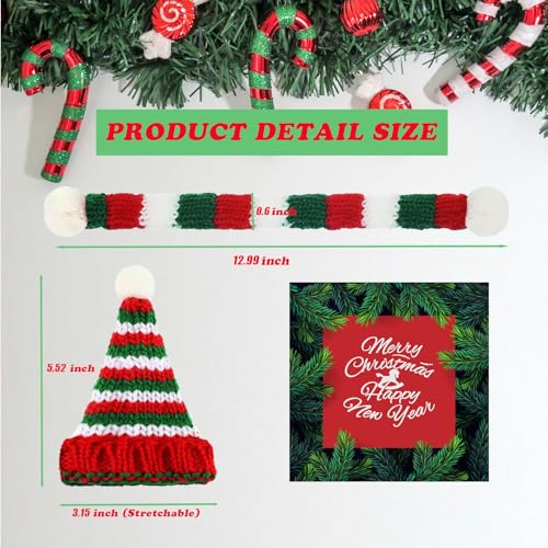 Mini Santa Hats for Crafts Knitted Santa Hats Bulk 3 Inch Christmas Tiny Hat and Scarf Set DIY Xmas Decor