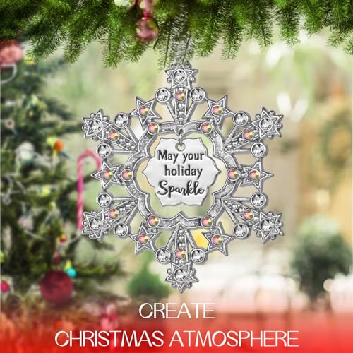 LIFE&FOOT 2025 Silver Snowflake Christmas Ornament - Holiday Decor & Car Charm