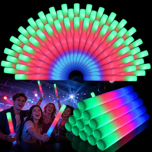 72PCS LED Foam Light Up Sticks Party Pack for Weddings, Concerts & Celebrations