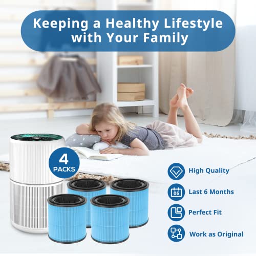 Caehomly 4 Pack AP0601 Air Purifier Filter Replacement Compatible with AIRTOK