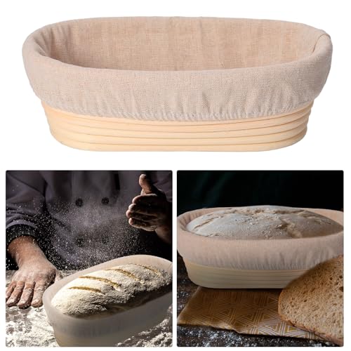Gejoy 12-Pack Oval Bread Proofing Baskets 10 Inch with Liners & Scrapers