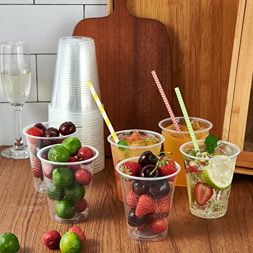 12oz Disposable Plastic Cups Bulk Pack of 480 - Clear Hot & Cold Drink Containers