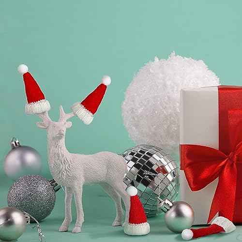 Bencailor 6 Pcs Mini Santa Hats for Crafts Small Christmas Knit Hat Tiny Snowman Wine Bottle Cover Holder Doll Cap for Table Cover (Classic)