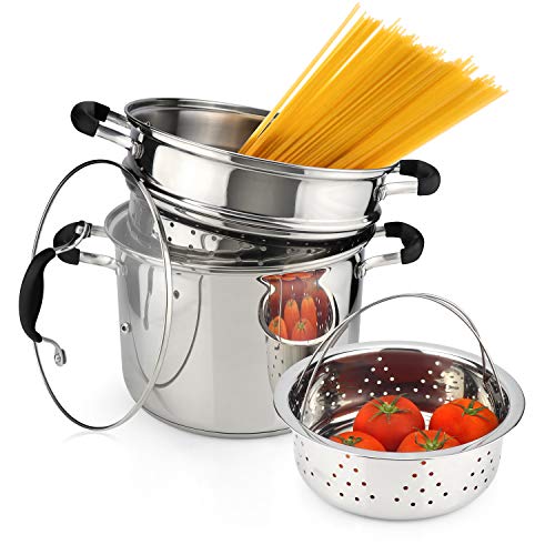AVACRAFT 7 Quart 18/10 Stainless Steel 4 Piece Pasta Pot Set