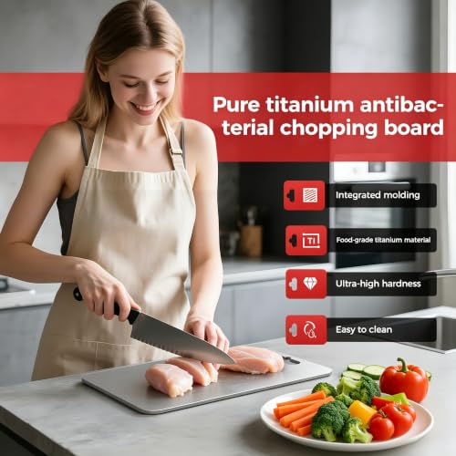 BTHW Titanium Cutting Board Set of 3 - XL 16" x 11" Double-Sided Non-Toxic Kitchen Chopping Boards