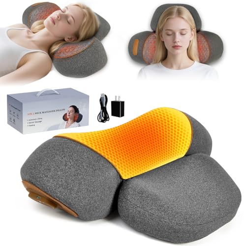 Rechargeable 3-in-1 Wireless Heating Neck Massage Pillow Gray - Relieve Neck Pain