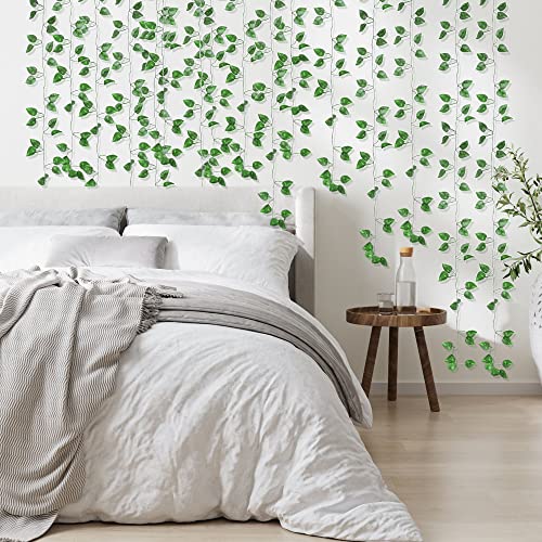 Epipremnum Aureum Fake Greenery Garland - 96 Pcs, 7.5ft Each, Wall & Garden Decor