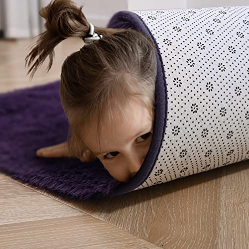 Softlife Large Purple Area Rug 8x10 & 2.6x5.3 Feet Soft Shaggy Plush Carpet for Living Room Bedroom Kids Nursery Christmas