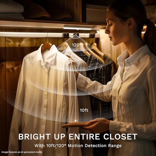 Lexall 6 Pack Battery-Powered Motion Sensor LED Closet Lights, Easy Stick-On Indoor Lighting
