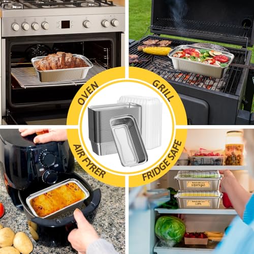 Gyreuni 80 Pack Disposable Aluminum Loaf Pans with Lids 8.3 x 4.1 Inch, High-Temperature Bakeware for Baking & Cooking