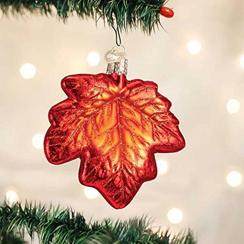 Old World Christmas Red Maple Leaf Tree Ornament - Hand-Painted Glass Holiday Decor
