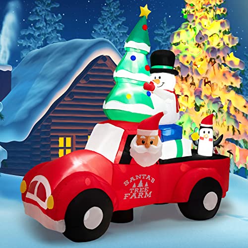 Inflatable Christmas Santa with LED Lights & Air Blower - Yard Decoration