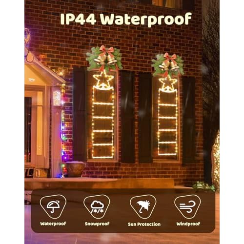 LED Christmas Ladder Lights - 4.2ft Christmas Decorative Ladder Lights, Christmas Decorations Lights for Indoor Outdoor, Window, Garden, Home, Wall, Xmas Tree Decor