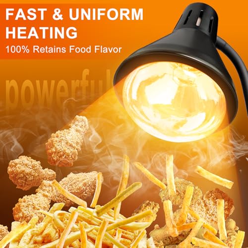 Food Heat Lamp Black - Fast & Uniform Heating for Buffet & Home Use